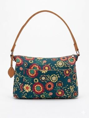 Relic Floral Tapestry Boho Shoulder Bag | Navy & Crimson Canvas Hobo Purse